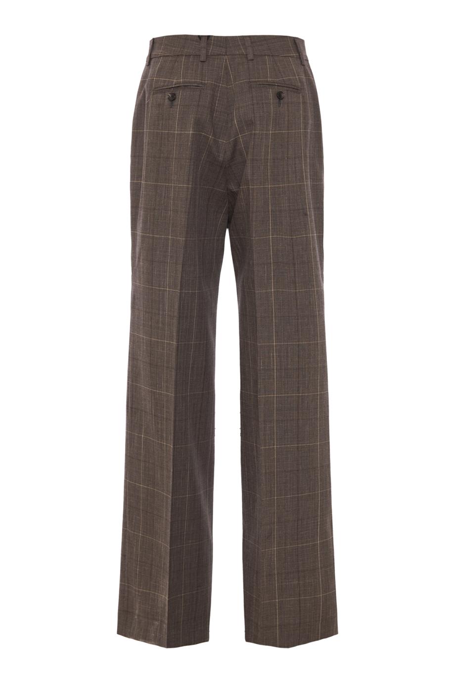 Checked wool and cotton wide-leg pants in taupe