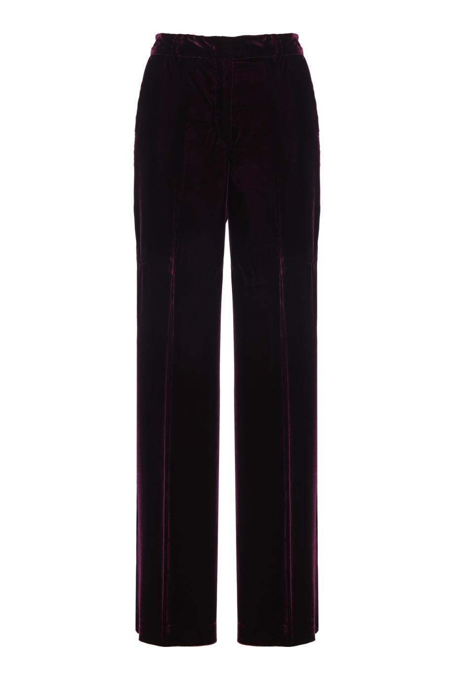 Wide-leg velvet pants in bordeaux