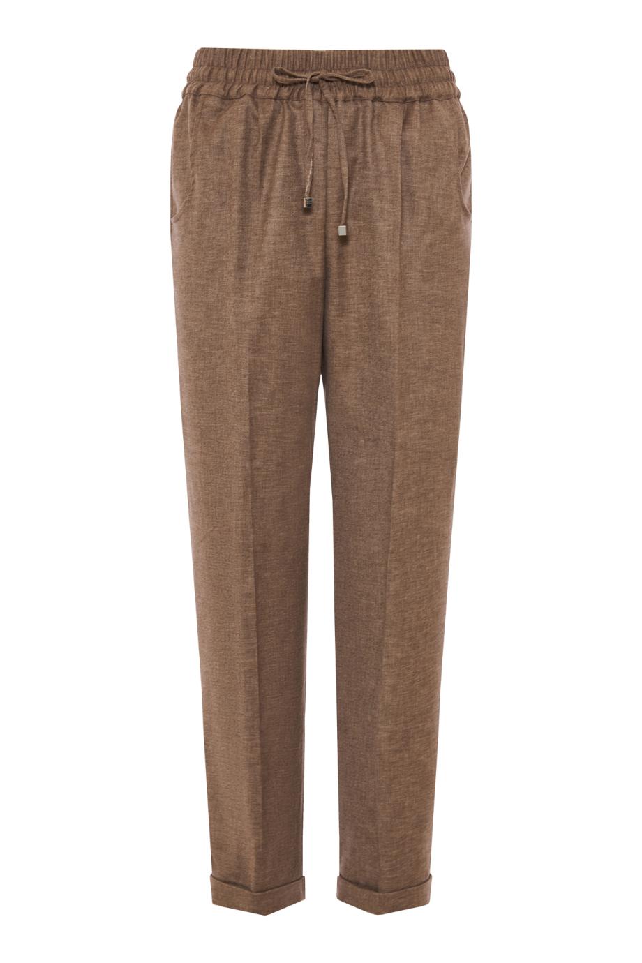 Wool-blend drawstring pants in beige
