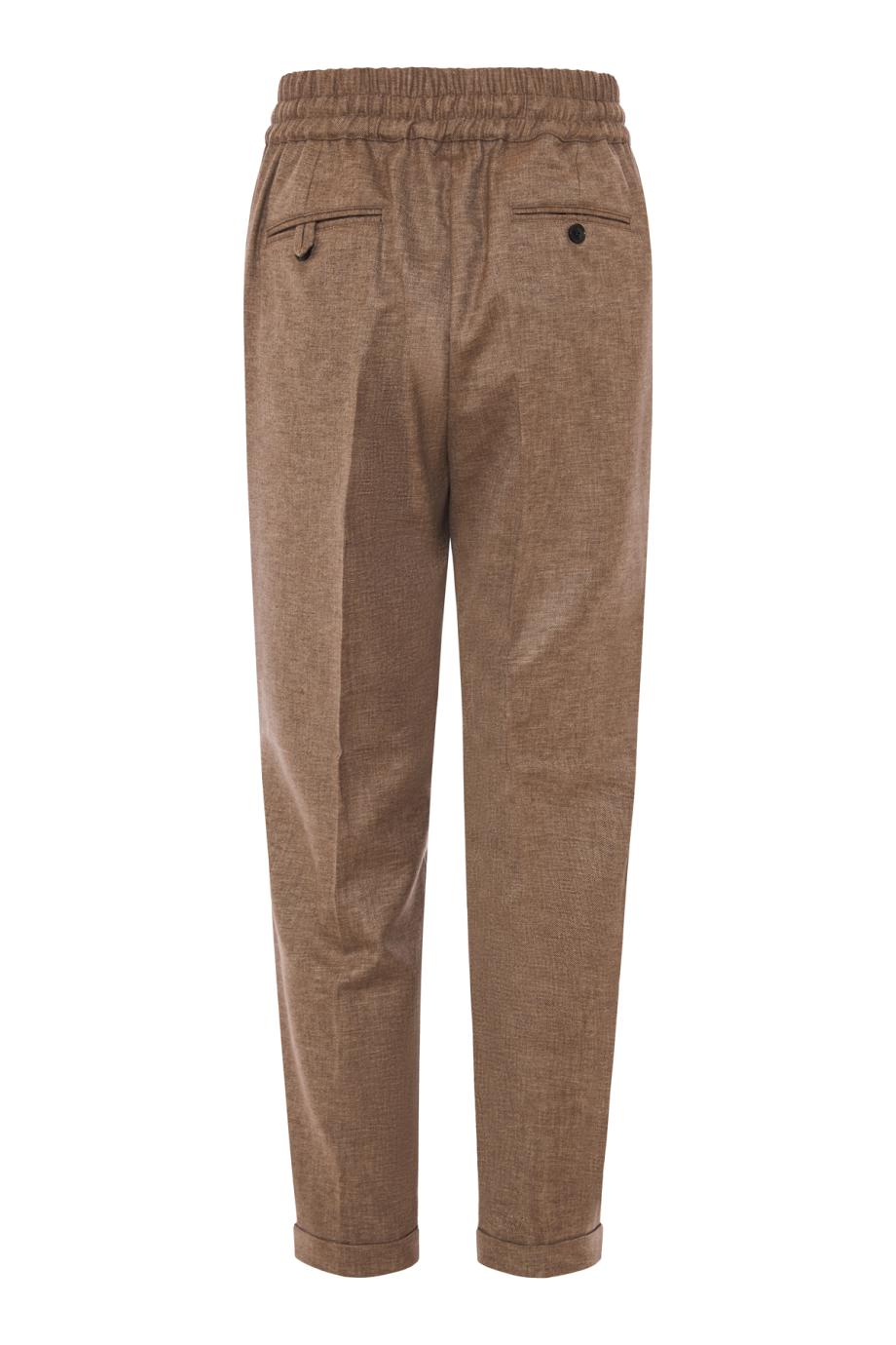 Wool-blend drawstring pants in beige