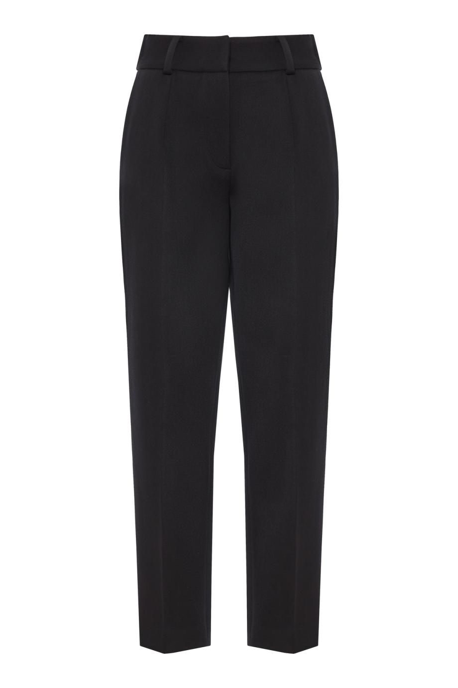 Slim-fit wool and silk pants in black