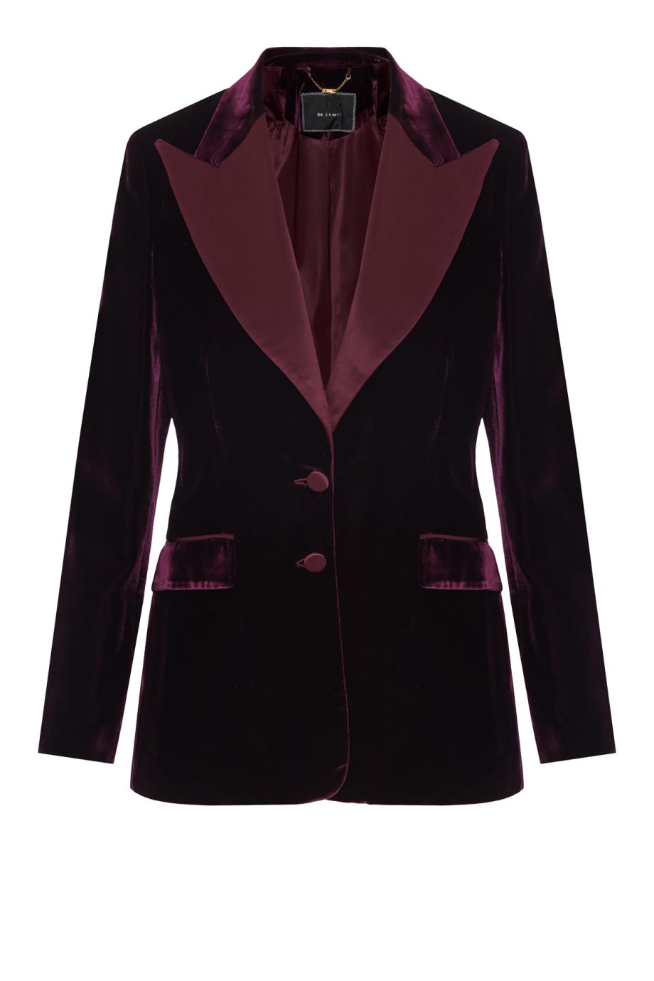 Single-breasted velvet blazer in bordeaux