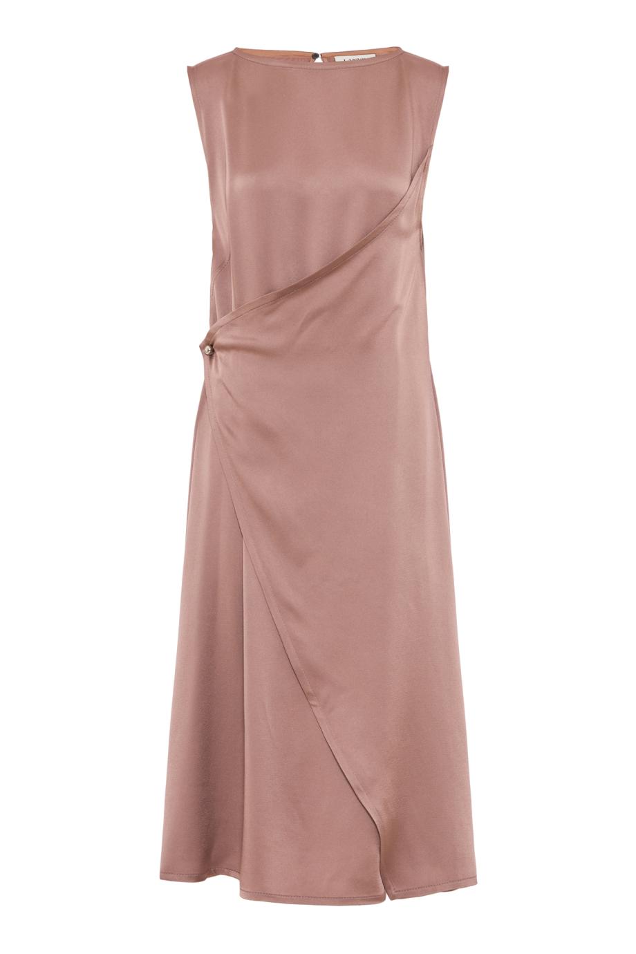 Satin midi dress in old pink