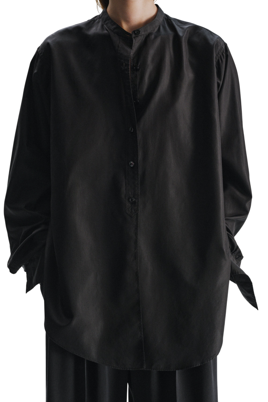 Lula silk taffeta shirt in black