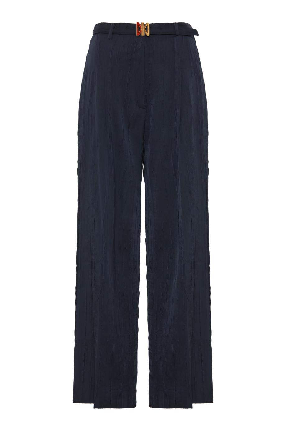 Flocon crinkled satin wide-leg pants in navy blue
