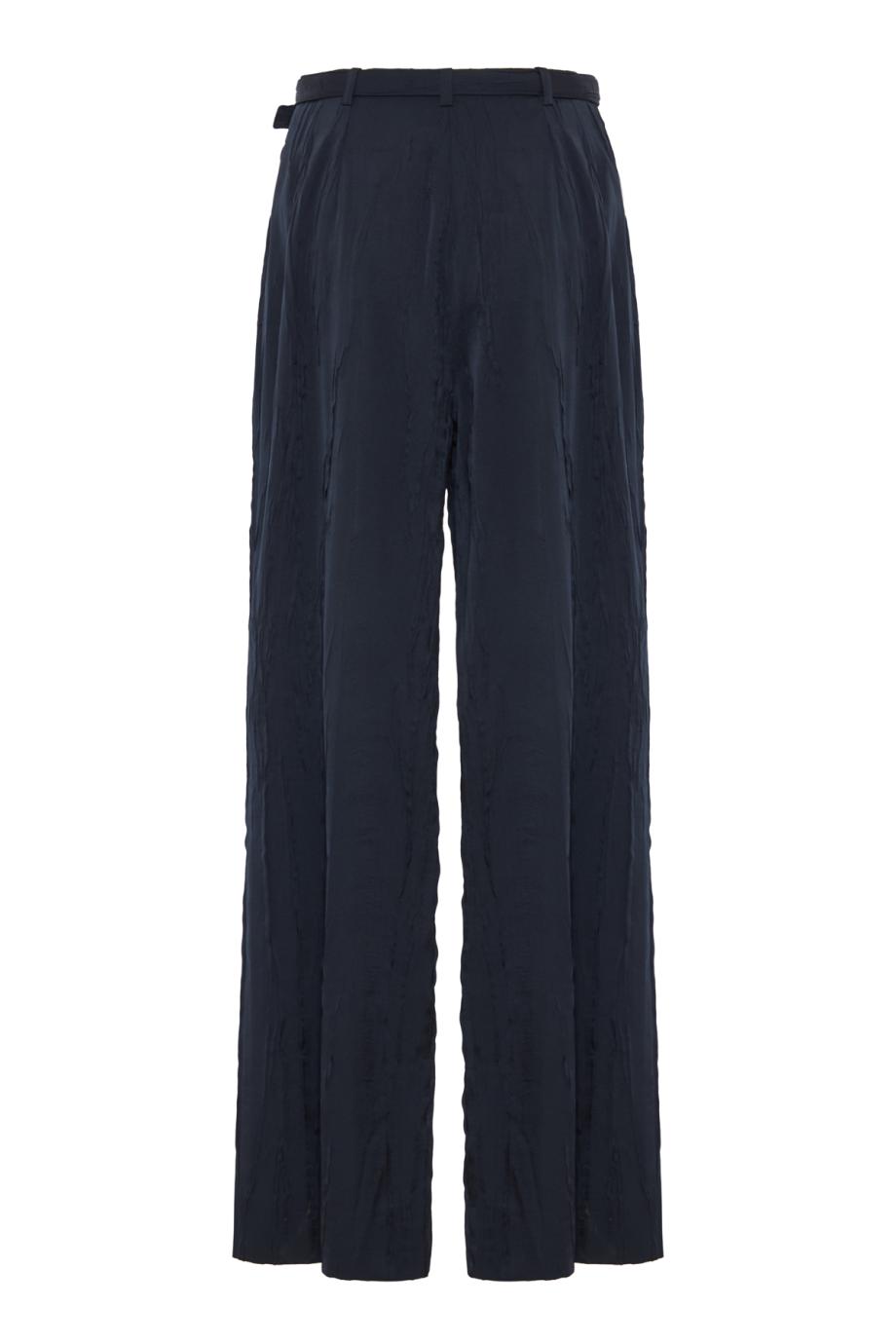 Flocon crinkled satin wide-leg pants in navy blue