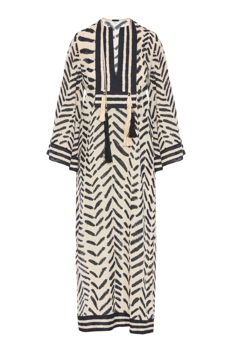 Squared Away linen tunic dress in ecru
