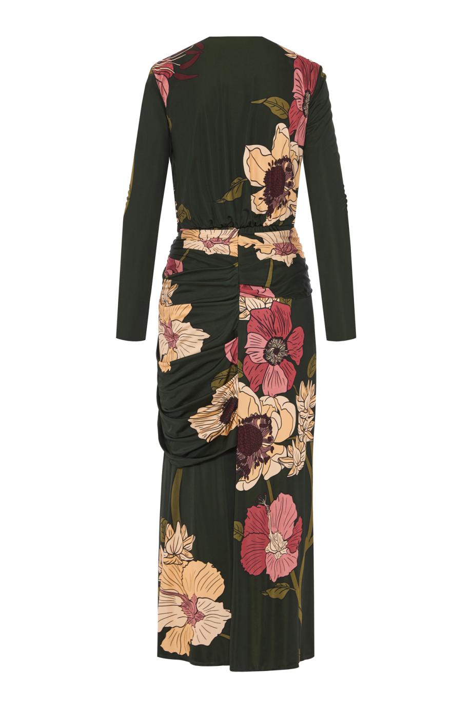Reinvention Oasis printed jersey ankle dress in green