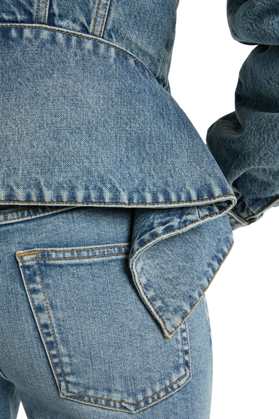 Shearling-collar denim jacket in blue jean