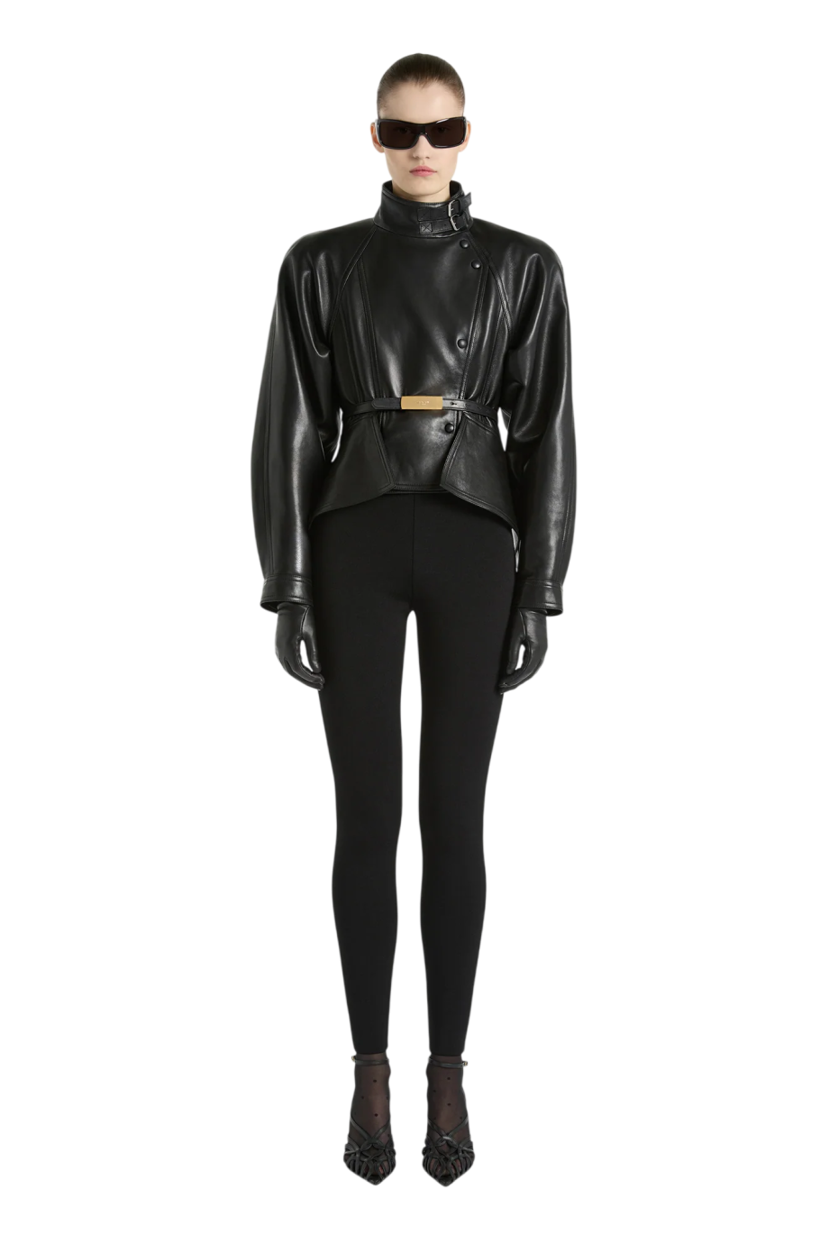 High-waisted Milano jersey leggings in black