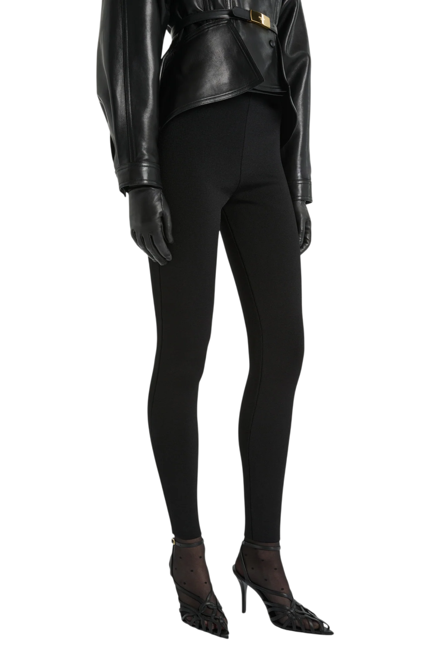 High-waisted Milano jersey leggings in black
