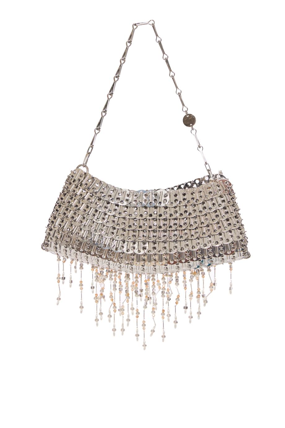 1969 pearl-fringed metal clutch in nacre