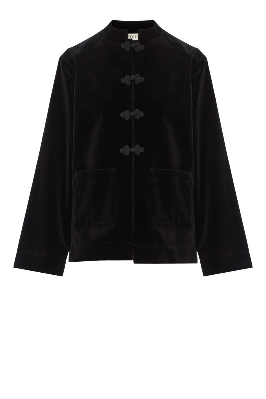 Pankou closure velvet jacket in black