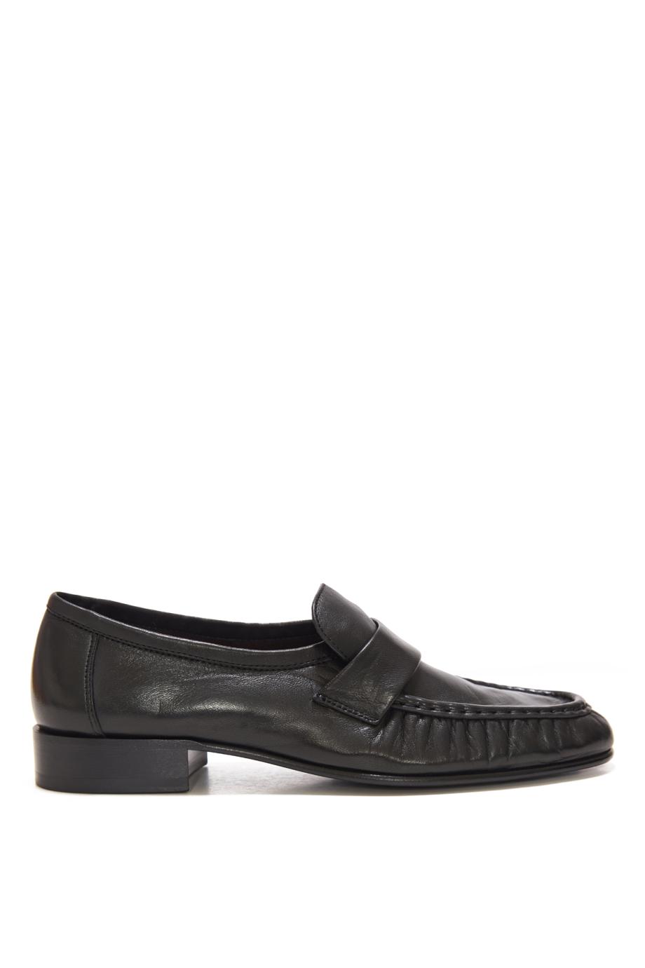 Soft grained leather loafers in black