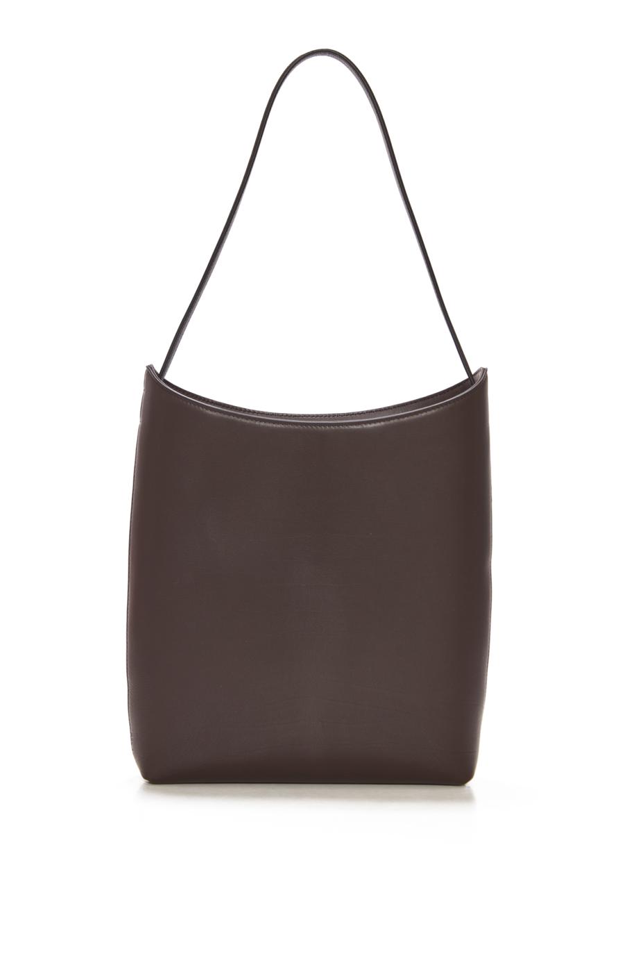 Alma smooth leather shoulder bag in dark brown