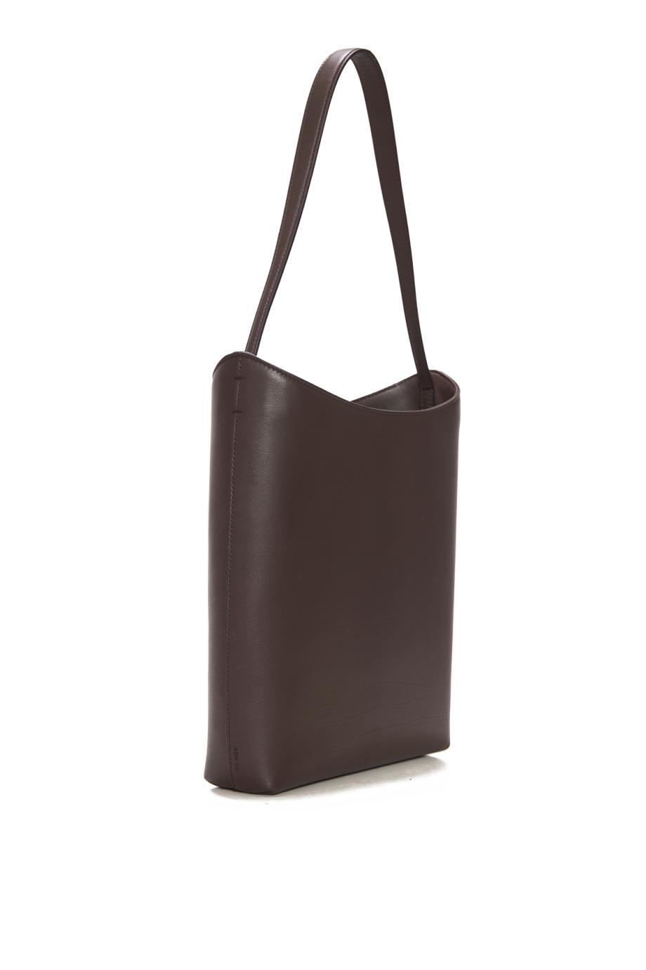 Alma smooth leather shoulder bag in dark brown