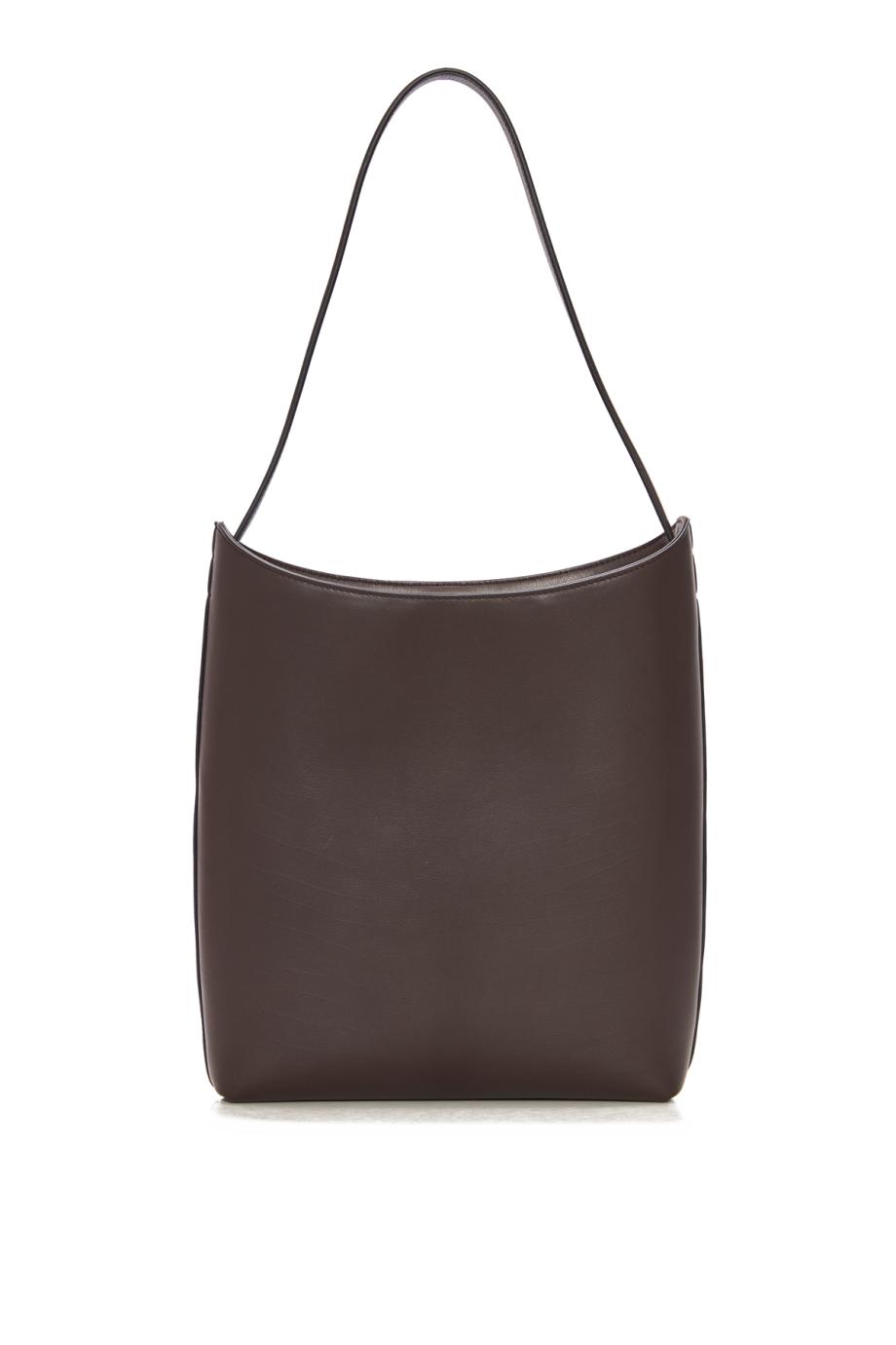 Alma smooth leather shoulder bag in dark brown