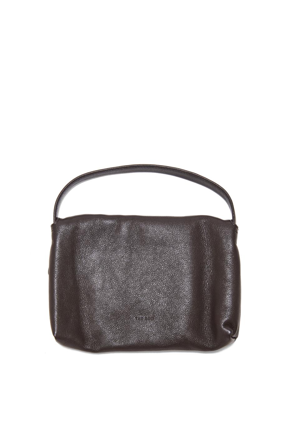 Sally waxed leather top handle bag in walnut shadow