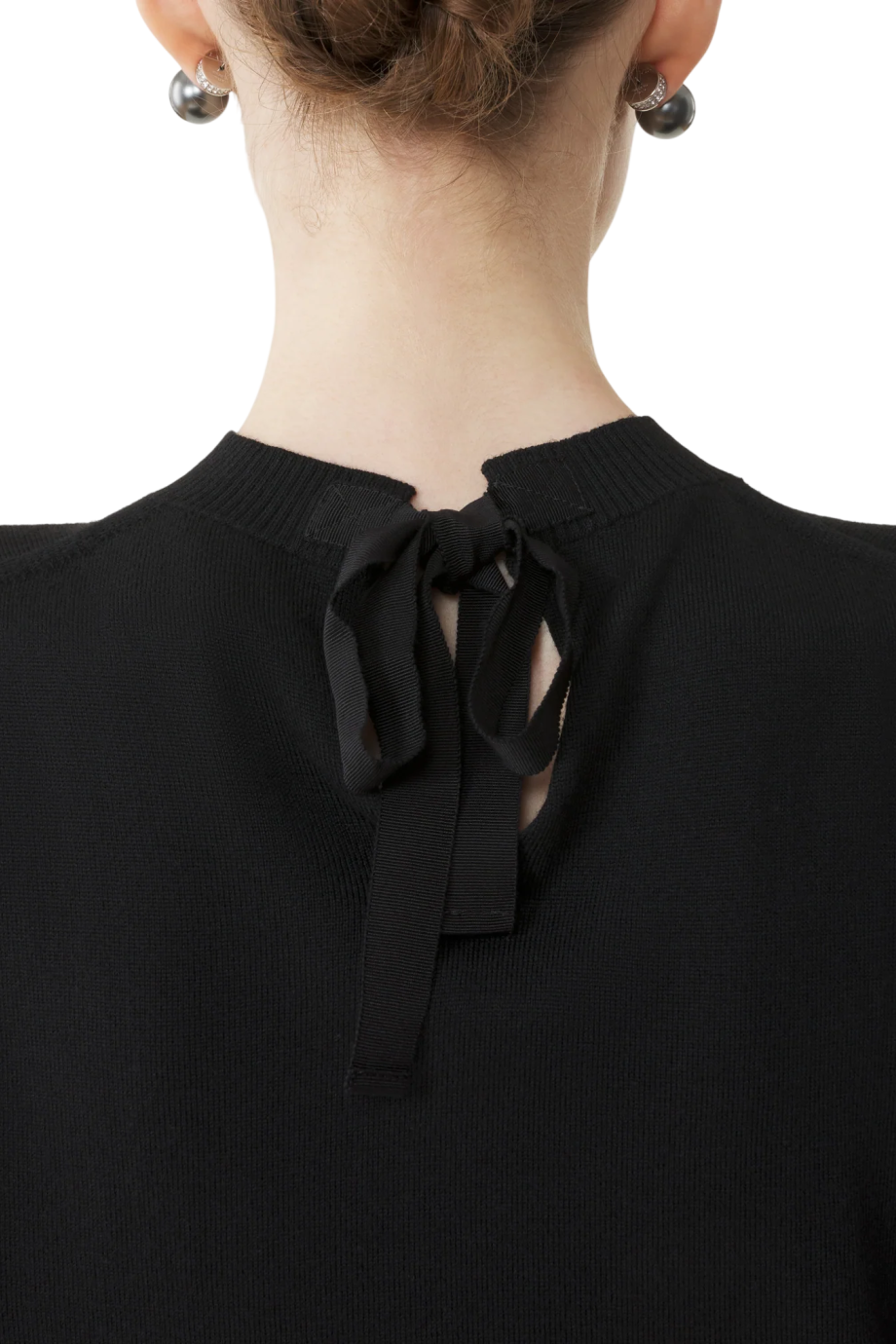 Grosgrain-trimmed merino wool-blend sweater in black