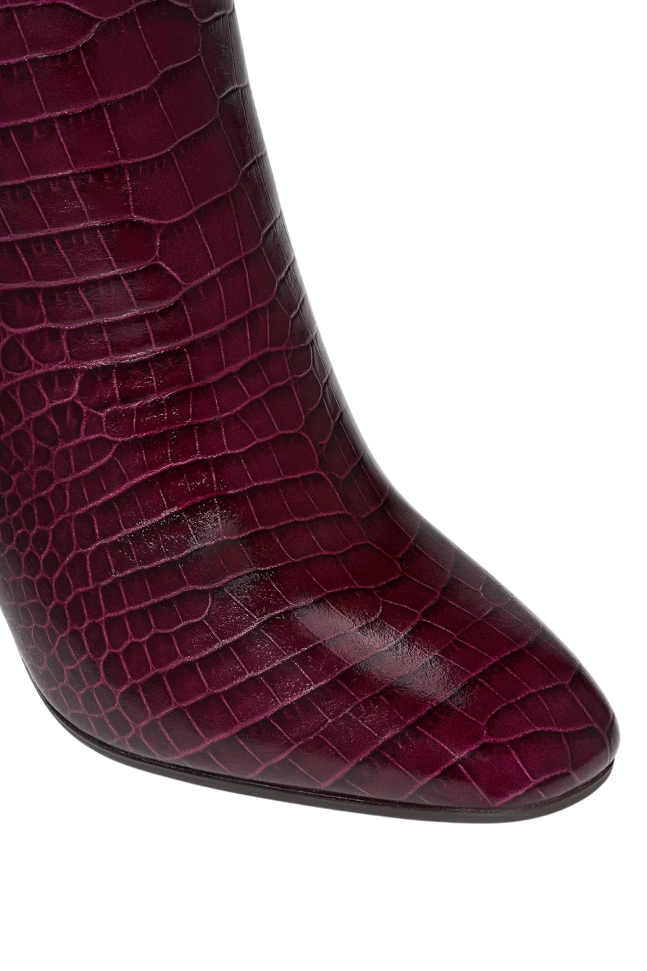 Sellier 85 croc-embossed leather boots in rich plum