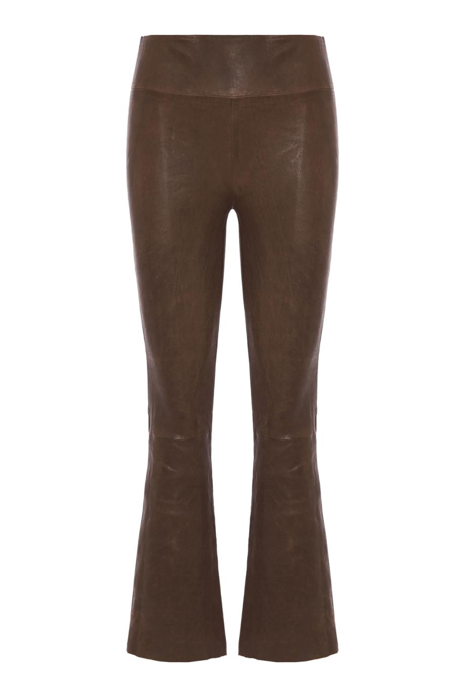 Jackie leather ankle-flare pants in truffle
