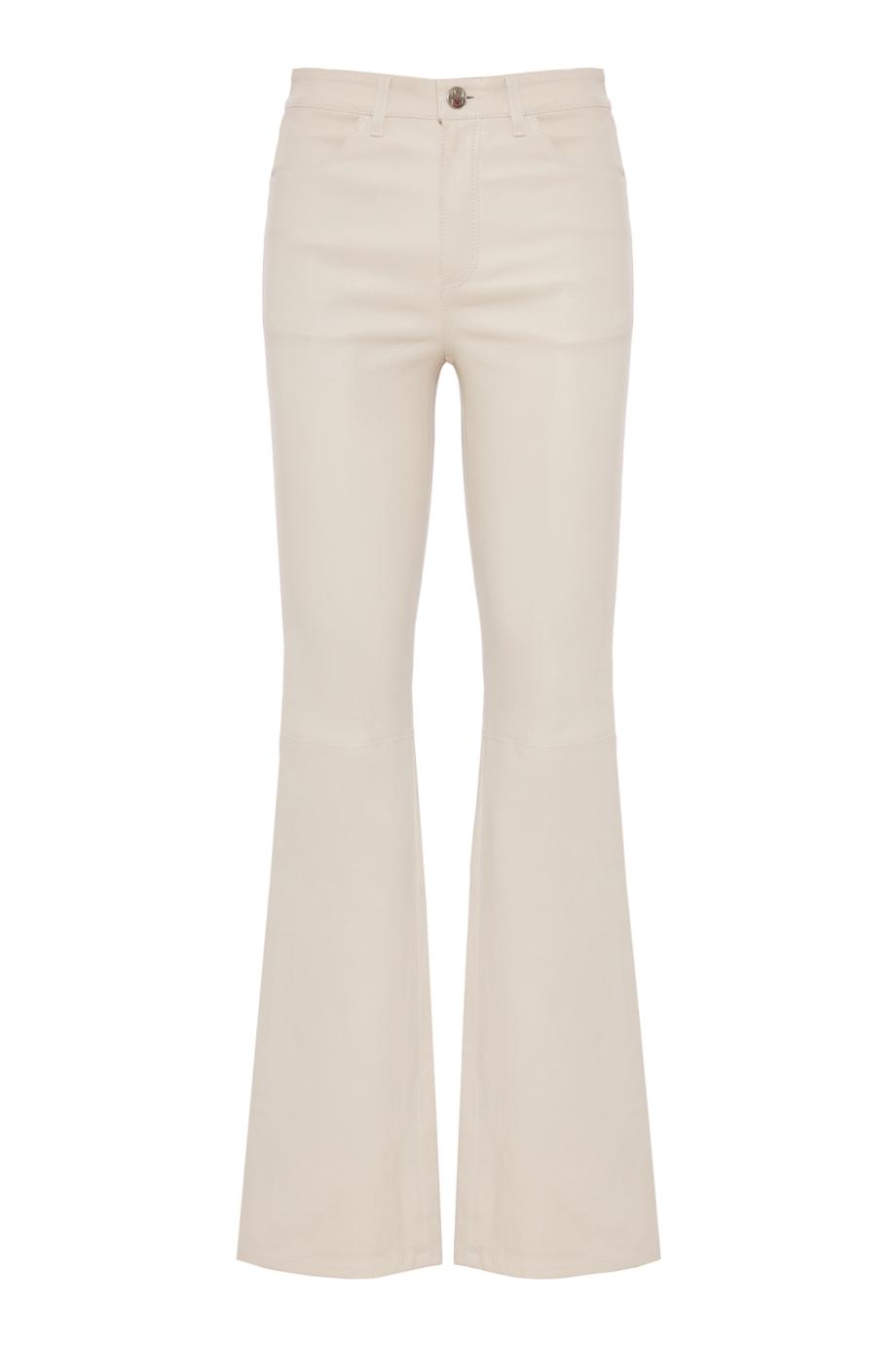 Five-pocket leather micro-flare pants in shell