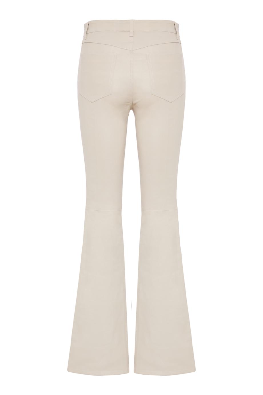 Five-pocket leather micro-flare pants in shell