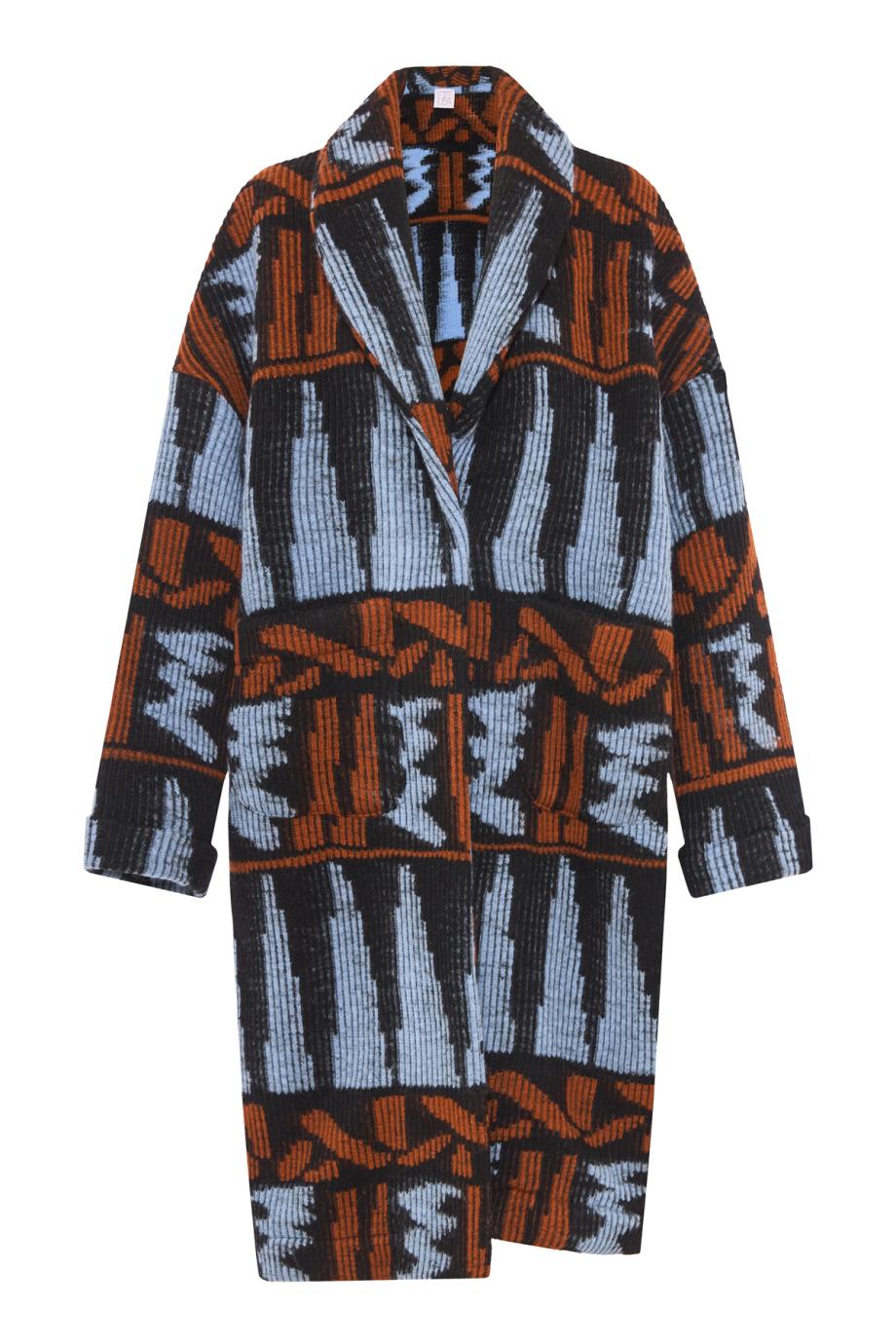 Kuba jacquard wool-blend coat in blue