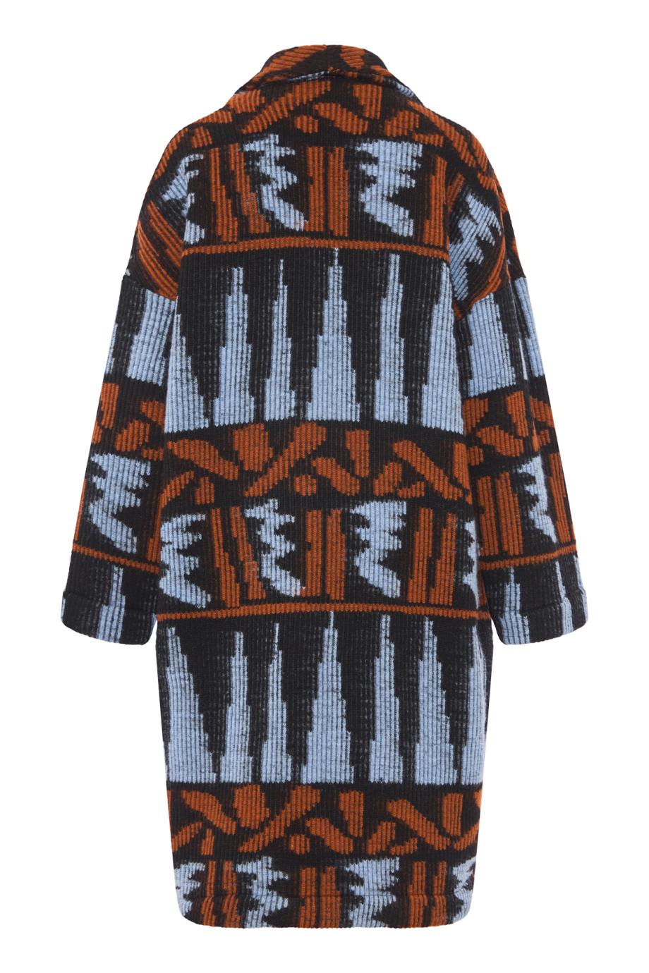 Kuba jacquard wool-blend coat in blue