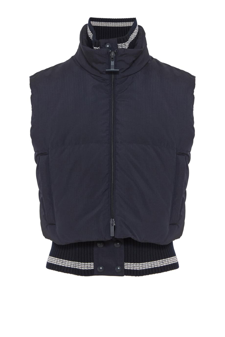 Cropped ripstop down vest in navy