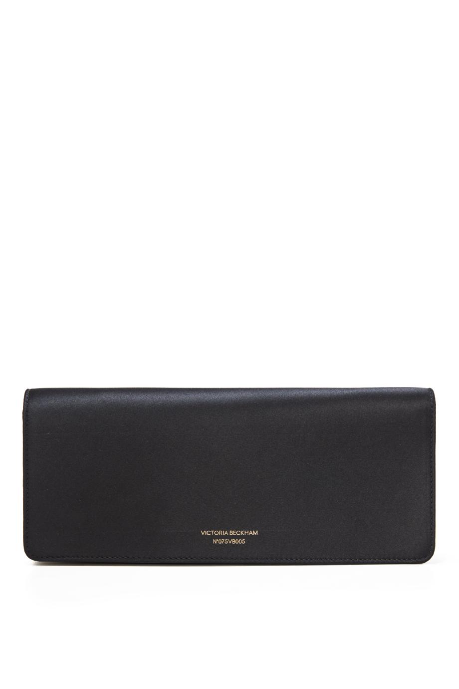 Dorian East-West satin clutch in black