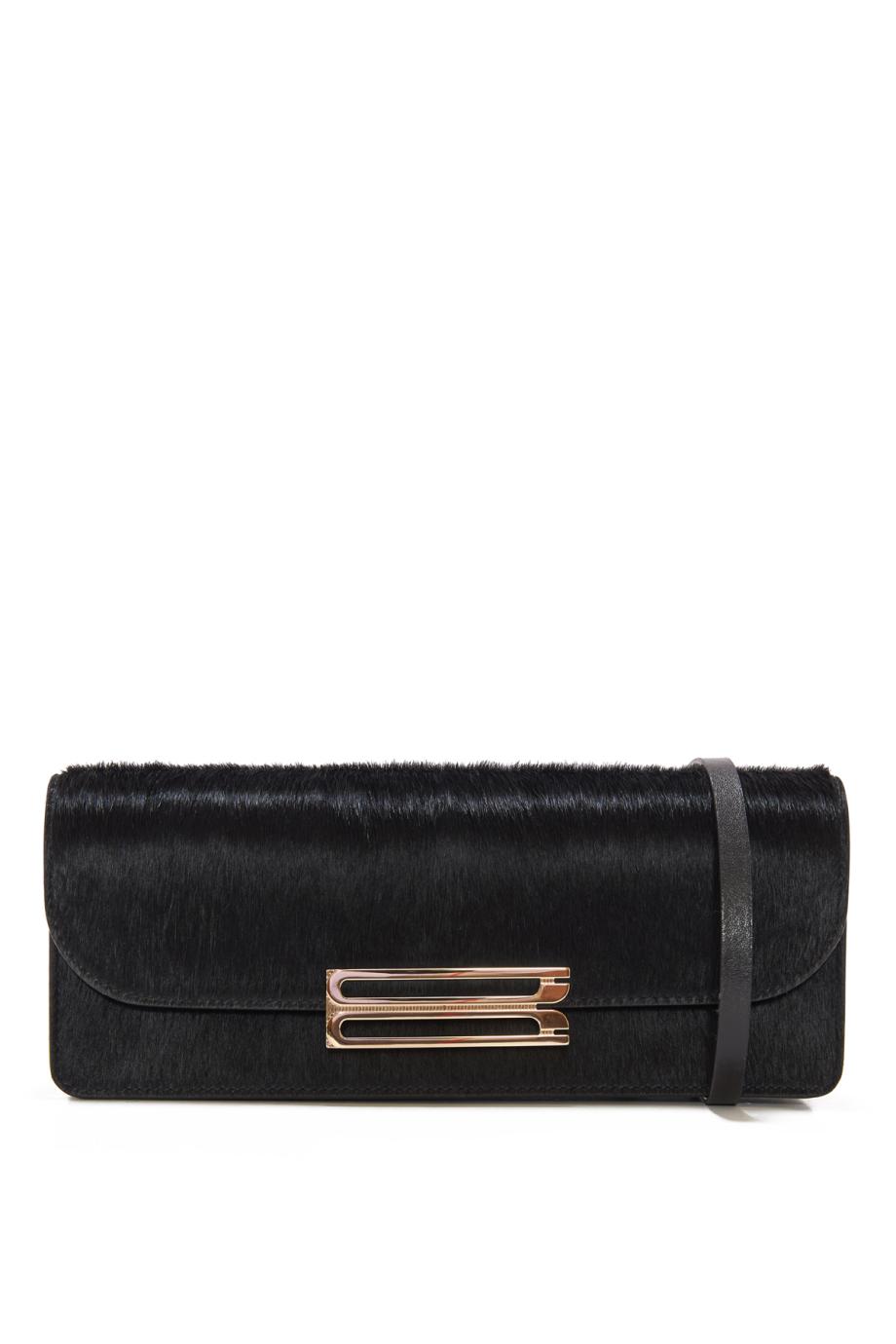 Dorian East-West haircalf clutch in black