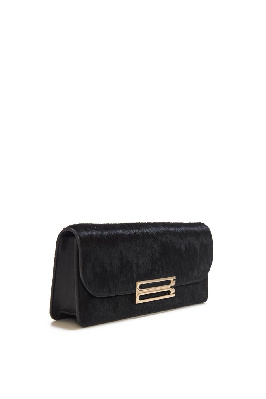 Dorian East-West haircalf clutch in black