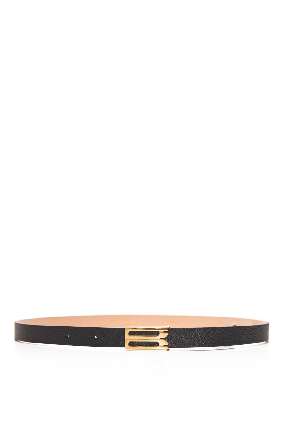 Dorian Frame micro leather belt in black