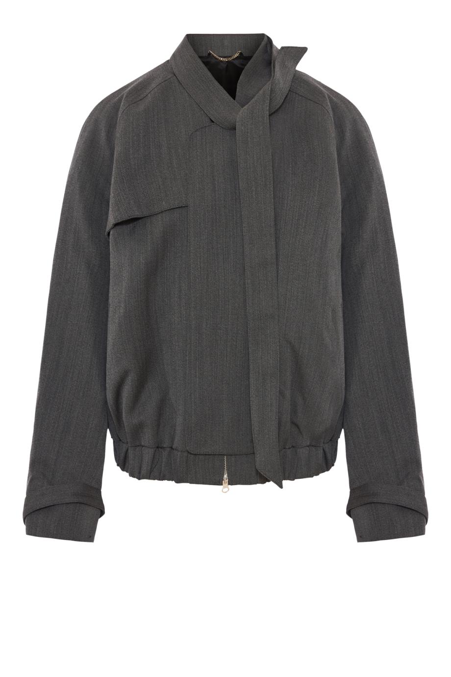 Scarf bomber wool jacket in ash melange