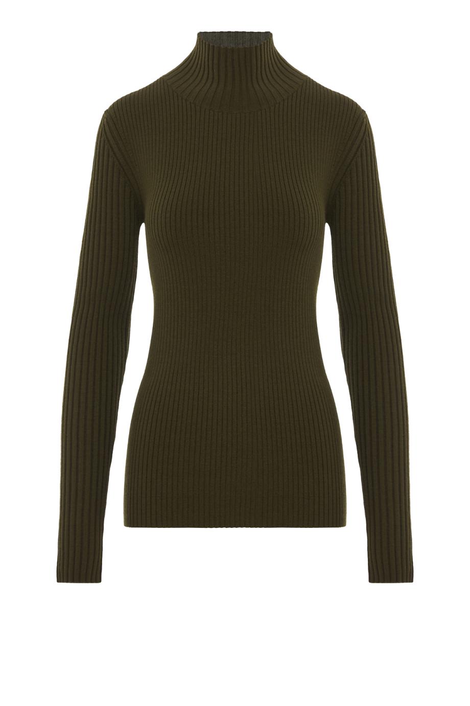 Ribbed merino wool-blend sweater in marsh green