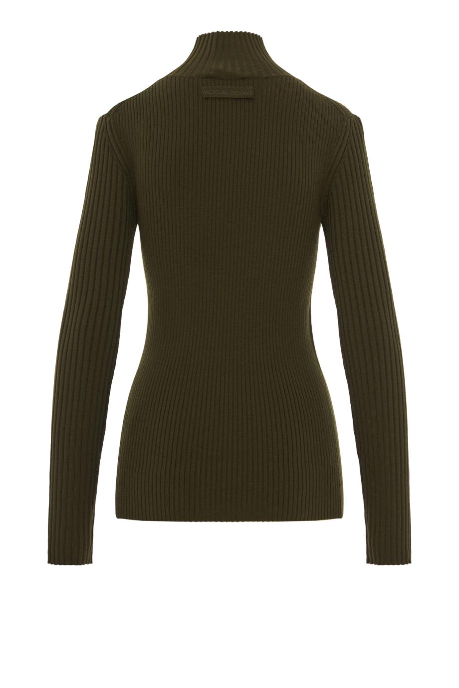Ribbed merino wool-blend sweater in marsh green