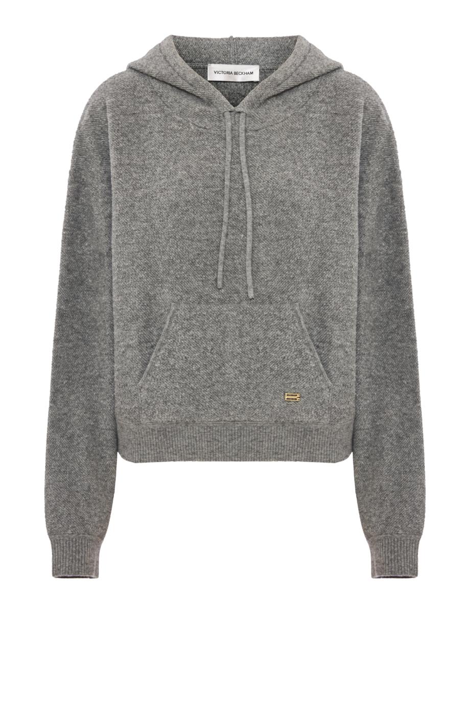 Lana wool-blend hoodie in mid grey marl