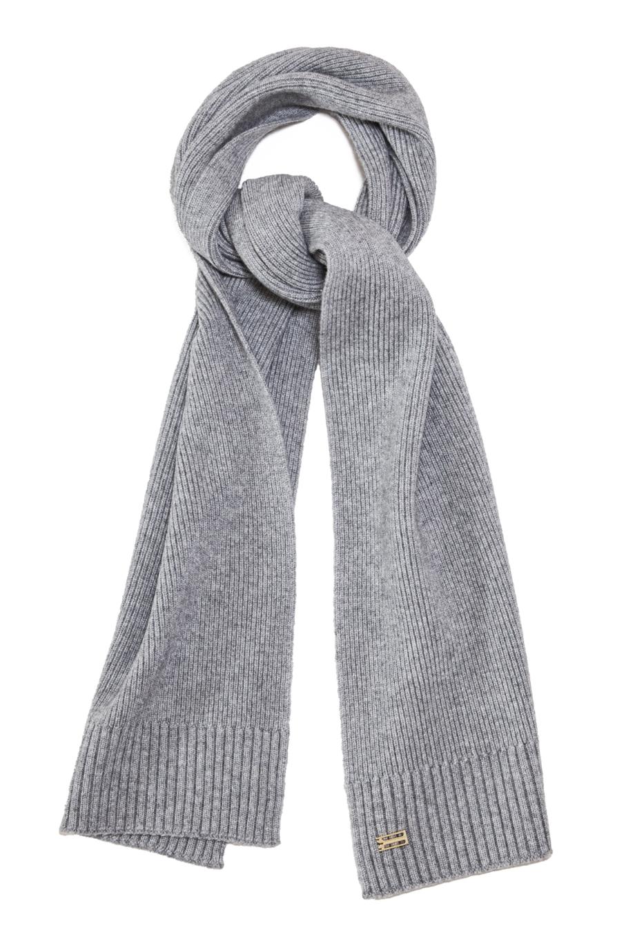 Wool-blend scarf in mid grey marl
