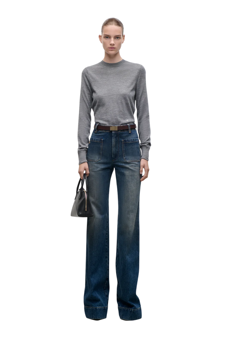 Austen merino wool-blend sweater in grey marl