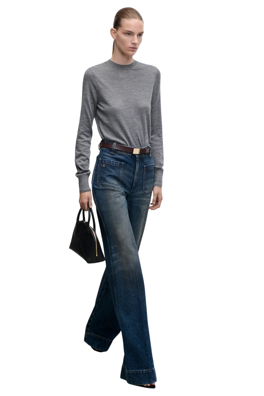 Austen merino wool-blend sweater in grey marl