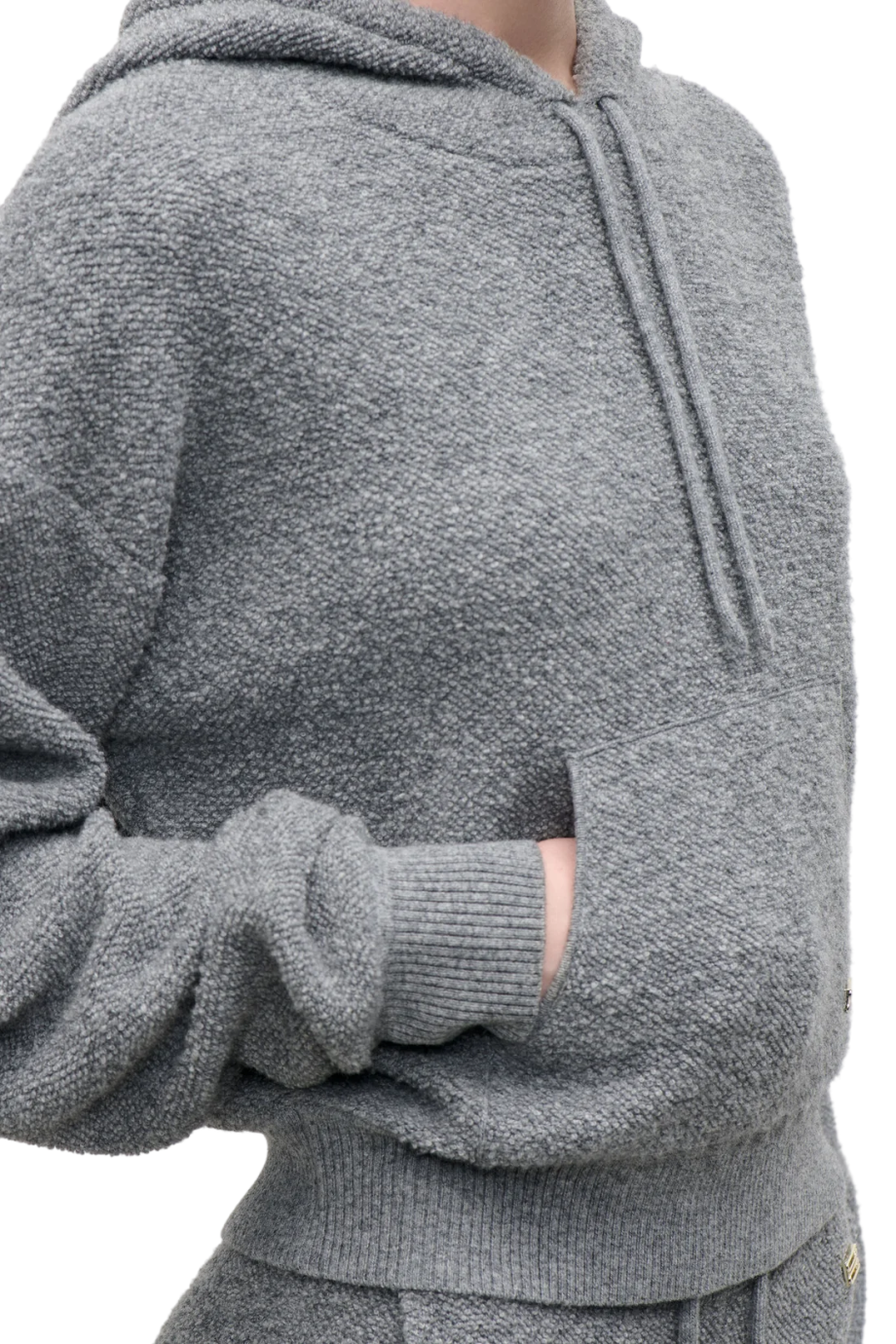 Lana wool-blend hoodie in mid grey marl