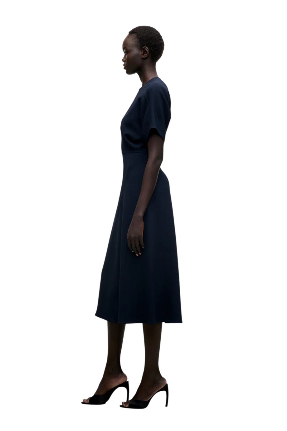 Eleanor crepe midi dress in ink