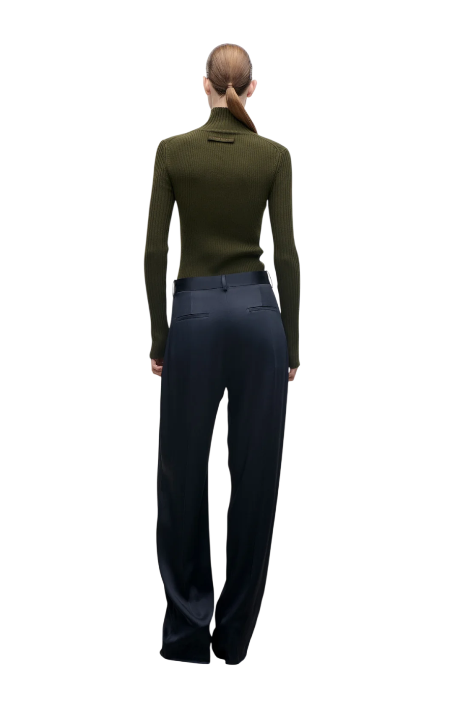 Cecilia crepe wide-leg pants in midnight