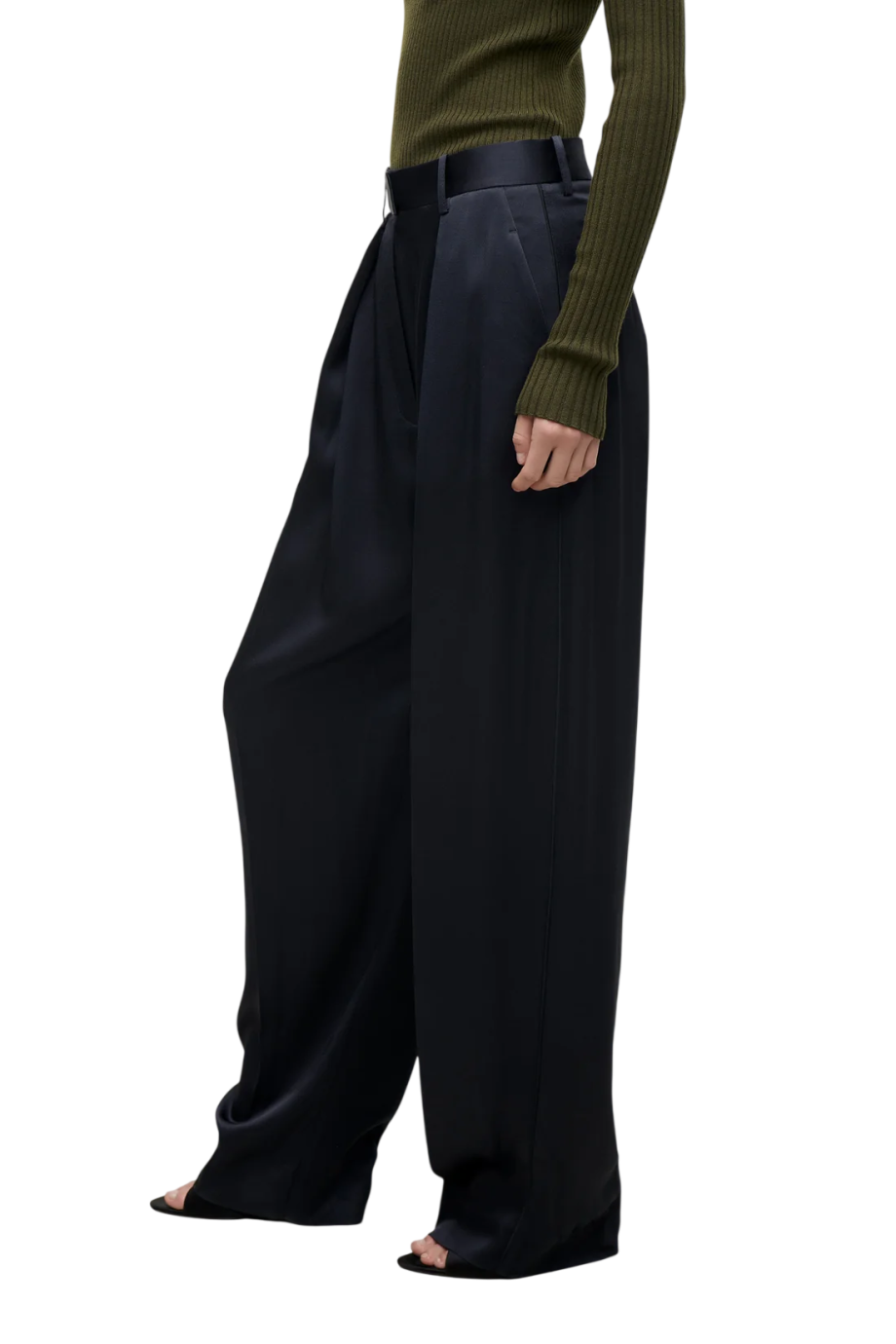 Cecilia crepe wide-leg pants in midnight