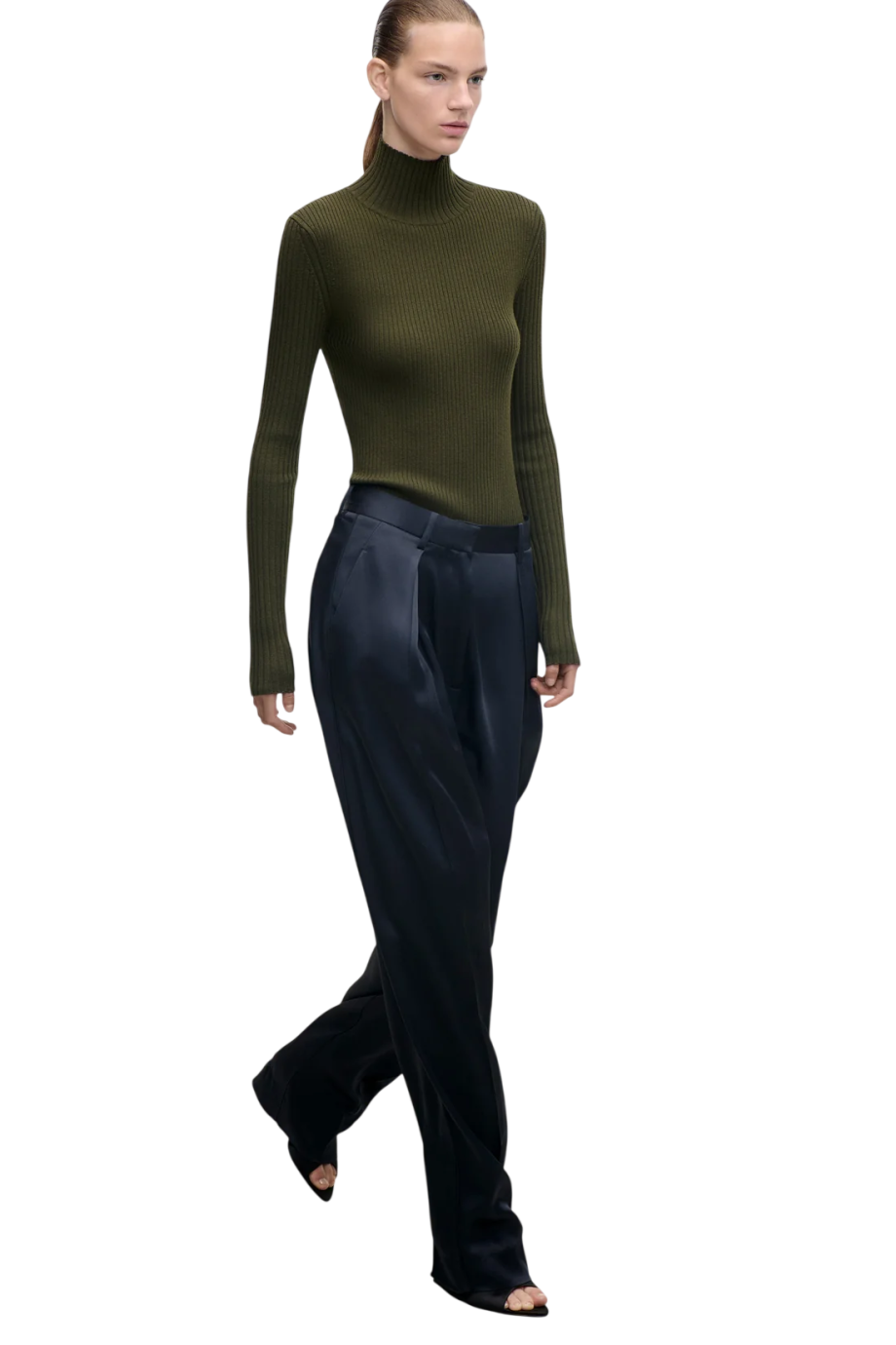 Cecilia crepe wide-leg pants in midnight