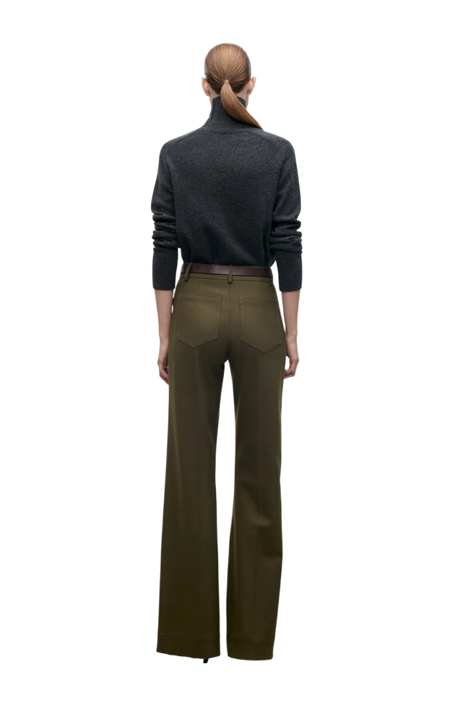 Alina wool-blend wide-leg pants in marsh green