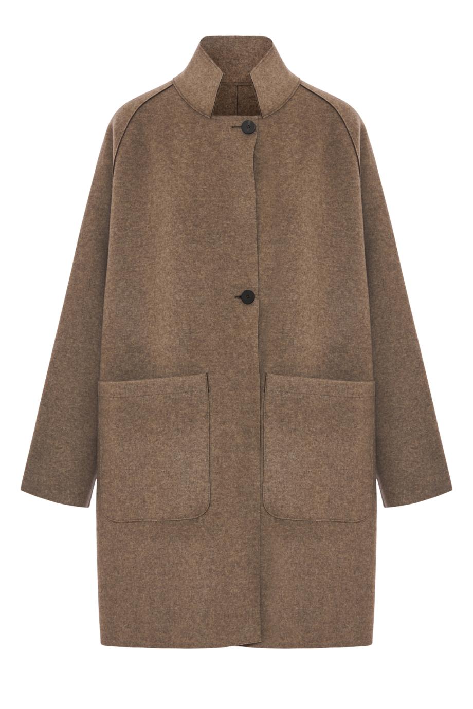 Reversible raglan wool and cashmere cape in taupe