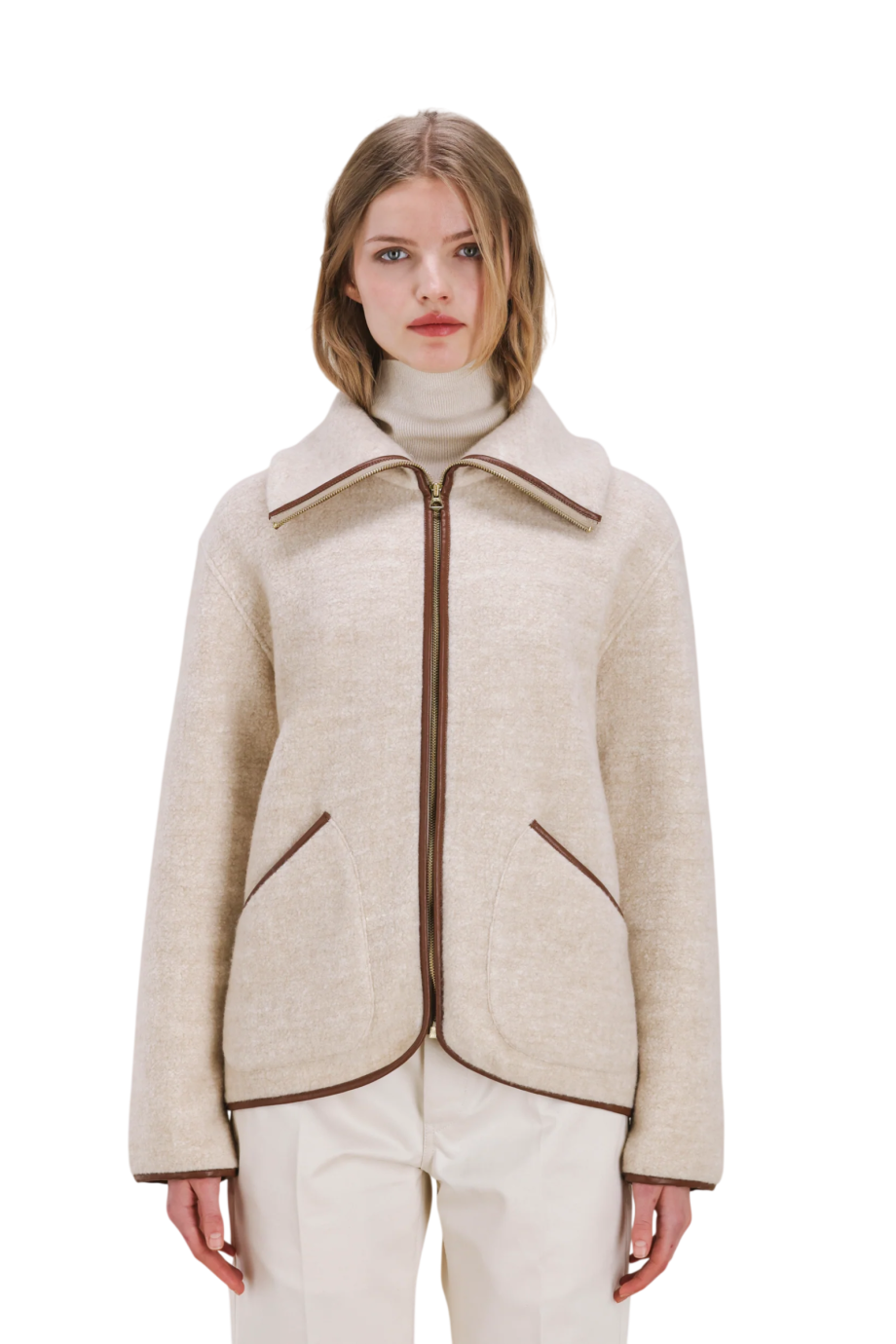 Liolie cashmere zip jacket in taupe