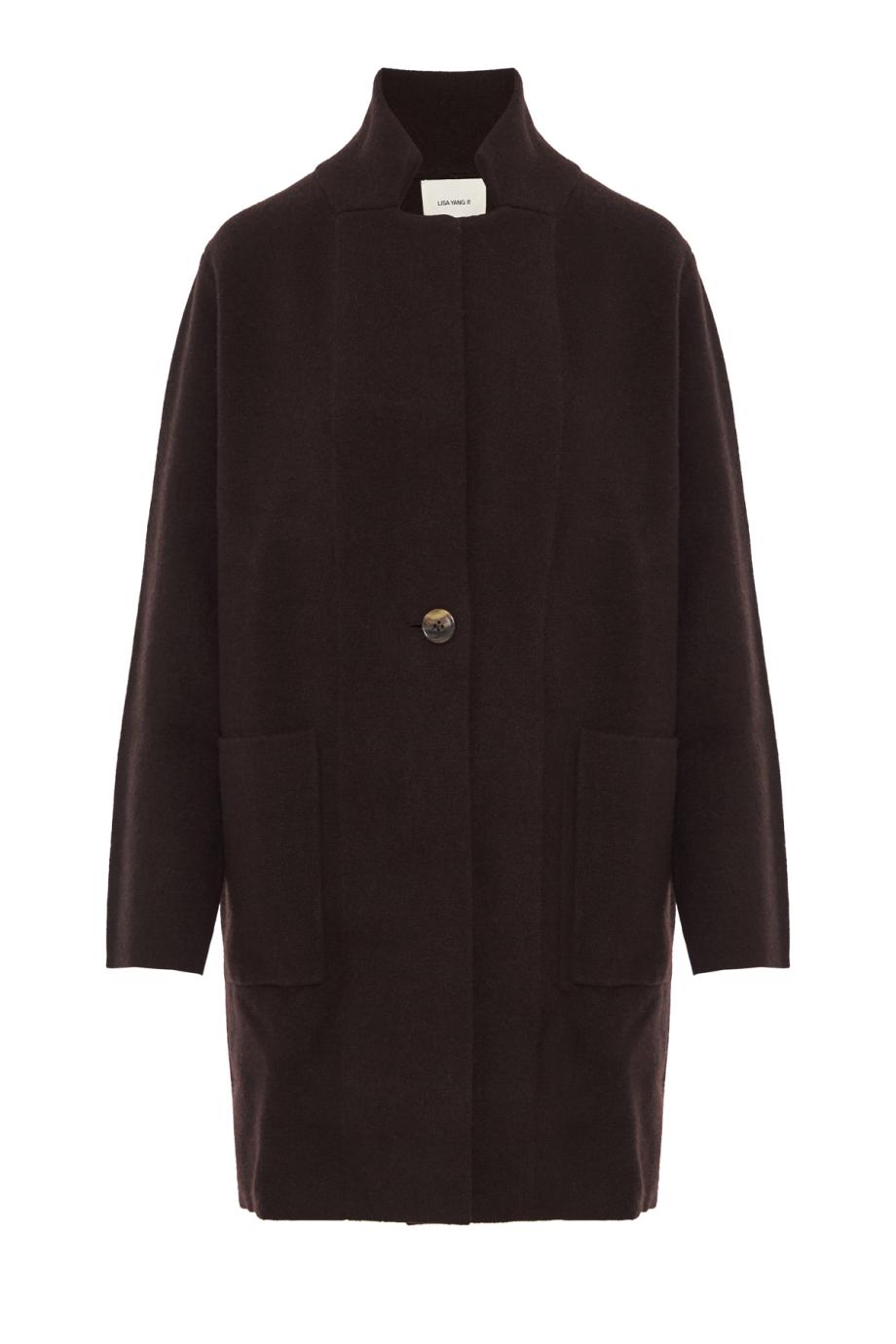 Anni knitted cashmere coat in dark oak